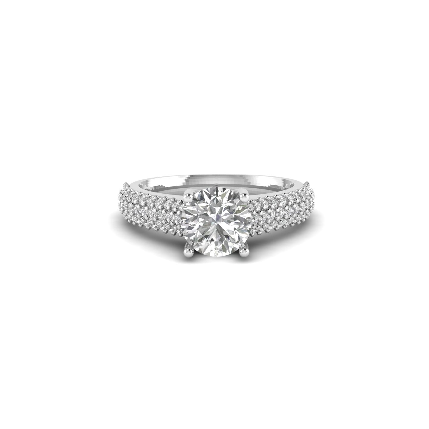 White Gold Studded 2.286 Carat Lab Grown Diamond Ring-G Color VS1 Clarity.
